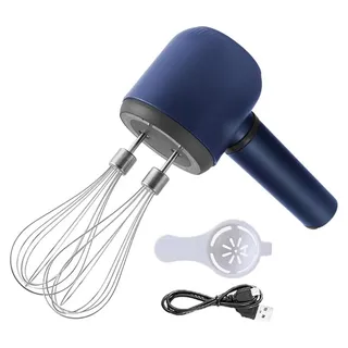 Fowecry Handmixer ohne Schneebesen, elektrisch, Doppelstab, tragbar, wiederaufla - Blau