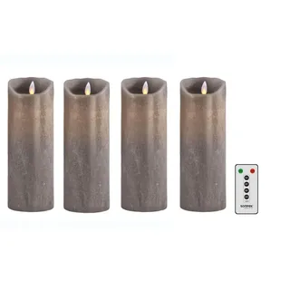 sompex LED Kerzen mit Timerfunktion und flackernder Flamme, taupe ⌀ 8cm, Höhe 23cm, Adventskranz 4er Sets, Weihnachtsdeko, LED Deko (4er Set mit Fernbedienung)