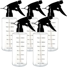 Youngever 5er Set 500ML Sprühflaschen, Durchsichtige, Leere Kunststoff Sprühflaschen Set für Haare und Reinigungslösungen, Reisen, Gartenarbeit (Black Sprayer)
