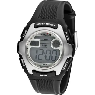 Sinar Jungen-Armbanduhr Digital Schwarz Silber Resinarmband