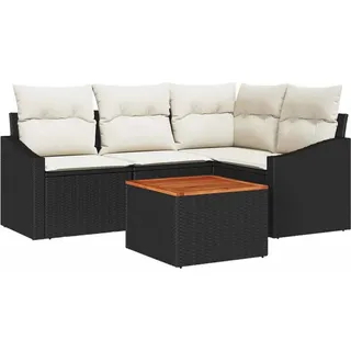 vidaXL Gartensofa-set mit Kissen 5 pcs Schwarz Poly-Rattan - Schwarz
