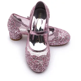 ELSA & ANNA Prinzessin Schuhe Mädchen – Prinzessin Schuhe mit 3 cm hohem Absatz – Glitzer Schuhe Mädchen – Schuhe für ELSA Kleid für Partys, Fasching, Karneval – High Heels für Kinder​​ (SH2206)