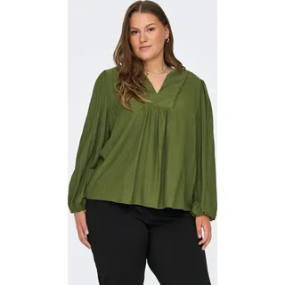 Bluse Plus Size V-Ausschnitt Puffärmel elastische Bündchen | 46 - Grün