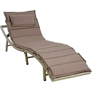 Sonnenliege Strandliege Polyrattan XXL Gartenliege Relaxliege Liege Beige - Beige