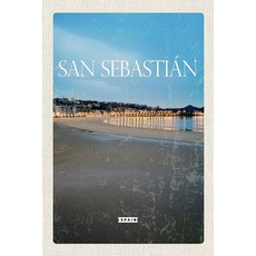 Blechschild 18x12 cm Retro San Sebastian Spain Strand Meer