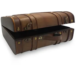SAFE Holzkoffer Brent klein – Vintage-Truhe 39 x 15 x 24 cm | Dekorativer Holzkoffer mit Griff und Kunstleder-Details für Geldgeschenke, Erinnerungsstücke und Wohnaccessoires