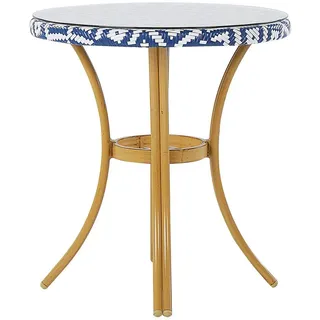 Beliani Rifreddo Gartentisch Ø 70 x 76 cm Blau/Weiß