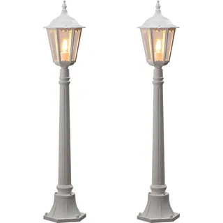 2er-Set weiße Wegeleuchte Mastleuchte Gartenleuchten Standleuchten - Weiß