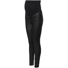 MAMALICIOUS Damen Vmmseven glatte belagte bukser Noos Pants, Black/Detail:coated, M / 32
