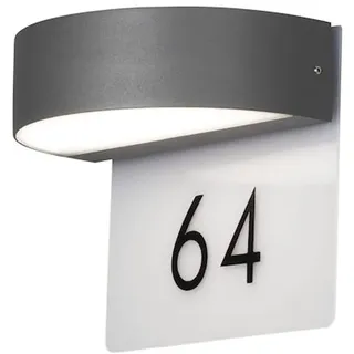 Konstsmide Monza Wandleuchte Outdoor Wall Lights/Monza Up Down Modern Outdoor Wall House Number/2 x 4.5 Watt High Power LEDs/Frosted Acrylic Lens/Aluminium/IP54/Outside Light Anthracite