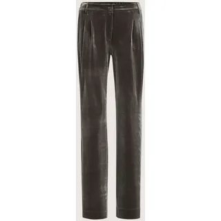 Stoffhose MADELEINE "Samthose Weite Stoffhose aus Samt, Mid Waist", Damen, Gr. 34, N-Gr, grau (bleigrau), Obermaterial: 95% Polyester PES. 5% Elasthan EL., Hosen Stoffhose