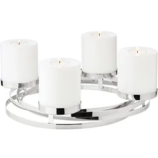 Edzard Adventskranz Annabel, Durchmesser 34 cm, Edelstahl hochglanzpoliert, silberfarben, für Stumpenkerzen ø 8 cm