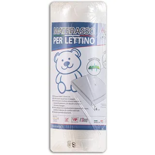 V.I.P. Very Important Pillow Matratze für Baby- und Kinderbett, 120 x 60 x 4 cm, 100% Polyurethan, hergestellt in Italien, mit Bezug aus bi-elastischem Stoff, Jacquard-Design mit Reißverschluss, Weiß