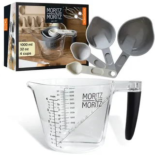 Moritz & Moritz Cup Messbecher 1L - Messbecher Set aus Messlöffel Set und Messbecher Spülmaschinenfest - Zum Kochen & Backen mit Kindern