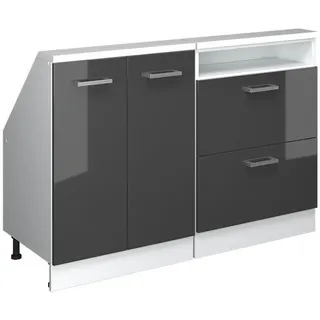 Vicco Unterschrank R-Line 120 x 81,6 x 46 cm Anthrazit Hochglanz/Weiß