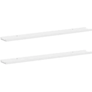 vidaXL Wandregalset 2-teilig 100/9/3 cm aus MDF Weiß Max. Belastbarkeit 5 Kg , Holzwerkstoff , Strukturbuche , Rechteckig , 100x3x9 cm , Wohnzimmer, Regale, Wandregale