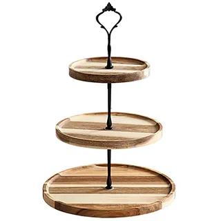 Etagere Tortenständer, Cupcake Ständer aus Holz 3 Etagen Auslageständer Dessertturm Gebäckständer Runder Servierturm Dessert Ständer Für Hochzeit, Zuhause, Party, Büro, Servierplatte(C)