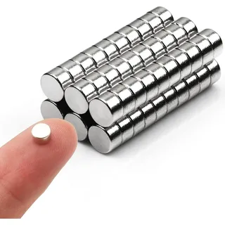 60 Stück kleine Magnete, runde Kühlschrankmagnete, kleine zylinderförmige Kühlschrankmagnete, Büromagnete, Whiteboardmagnete, robuste kleine Miniatur-Mini-Magnete für Bastelarbeiten - Silber