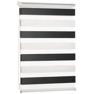 Blumtal Doppelrollo 120/195 cm, Schwarz|Weiß - Textil - 120x195 cm , Heimtextilien, Vorhänge, Rollos, Doppelrollos