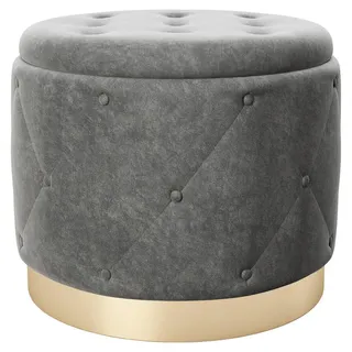 Playboy Pouf LIZ Samt 50 x 40 x 50 cm Grau