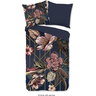 Duvet cover Pure 200x200 + 2* 80x80 cm - Flowers - Dunkelblau