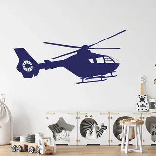 GRAZDesign Wandtattoo Hubschrauber Kinderzimmer | Wandsticker Jugendzimmer, Wohnzimmer | Wandaufkleber für Kinder, Jungs, Flugzeug, Kinder Zimmer Deko, 104x50cm, 070 schwarz