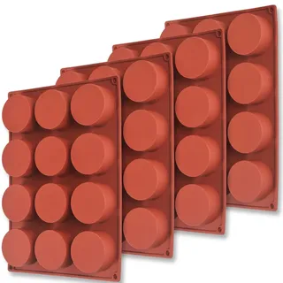 Newk Zylinder-Silikonform, 4 Packungen mit 12 Mulden, runde Zylinderform für Cake Pops, Seife, Schokolade, Kekse, Badekugeln, Käsekuchen, Schokoladenabdeckungsform