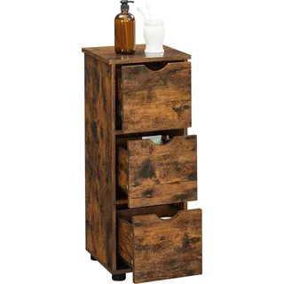 VASAGLE Schmaler Badezimmerschrank, Badschrank mit 3 Schubladen - Braun