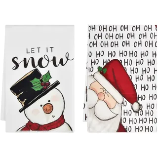 VITEVER Schneemann & Weihnachtsmann Bar Weihnachten Küchentücher Geschirrtücher, 40x60 cm Mikrofaser Saugfähig Handtücher Küchen Deko 2er Set