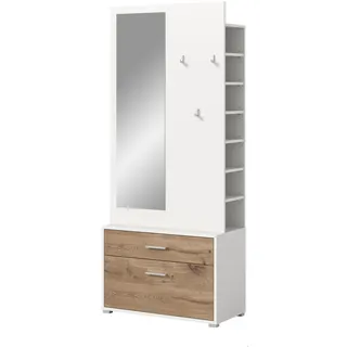 inn.furn Garderobenschrank Pallas 80 x 190 cm Weiß, Eiche