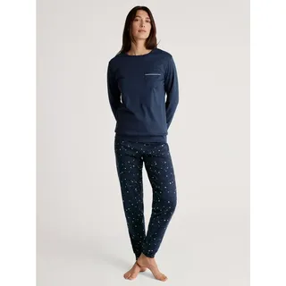 CALIDA Schlafanzug »Sweet Dreams« 2 tlg. Langarm, Rundhals, Interlock-Qualität, weich, bequem, blau