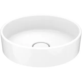 KEUCO STAGELINE Aufsatzwaschtisch aus Keramik, rund, 400mm, ohne Hahnloch, 32880310400, Farbe: Weiß