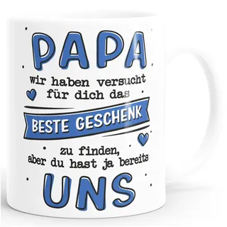 SpecialMe® Kaffee-Tasse Spruch Für dich das Beste Geschenk zu finden personalisiert mit Namen Geschenk Papa Kinder Tochter Sohn Uns Uni-Weiß Keramik-Tasse