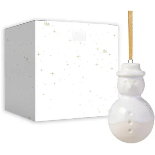 Villeroy & Boch Like. by Villeroy & Boch – Winter Glow Ornament Schneemann Beige, Baumschmuck, Weihnachtsdekorationen, Deko Weihnachten, Christbaumschmuck, Premium Porzellan