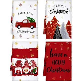 PIujsym Geschirrtücher Weihnachten 4er 40x60 cm Grinch Weihnachtsdeko Küchenhandtuch Geschirrtuch Weihnachten für Küche Weihnachtsgeschirrtücher Mikrofaser Küchenaccessoires für Familie und Zuhause