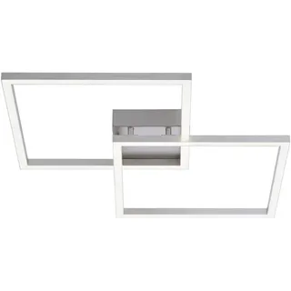 Led-Deckenleuchte , Silberfarben , Metall, Kunststoff , Uni , quadratisch , 63x8.5x63 cm , Farbwechsler, Farben fixierbar, Smartphone-Steuerung, Farbtemperaturwechsler , Lampen & Leuchten, Innenbeleuchtung, Smart-Home-Lampen, Smart Home Deckenleuchten