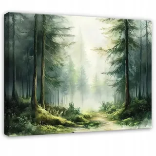 Wallarena Bilder Wald Natur Grün Bäume 60x40 , Multicolor , Holzwerkstoff , Recyclingholz , Abstrakt , Rechteckig , 60x40 cm , FSC 100% , 3D-Effekt , Bilder & Rahmen, Bilder, Leinwandbilder