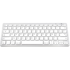 Bluestork Kabellose Bluetooth-Tastatur für MacBook Pro, MacBook Air, iPad, iPhone – Mini-Tastatur Mac Französisch AZERTY, kompakt, ultradünn, leicht, leise – Neu 2022 (weiß)