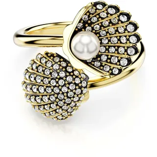 Swarovski Idyllia Ring, Weißer, Rhodinierter Damenring im Muschel-Design und mit Brillanten Swarovski Kristallen und einer Kristallperle
