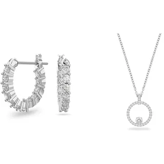 Swarovski: Vittore Kreolen & Creativity Anhänger, Weiß, Rhodiniert - Schmuckset für Damen