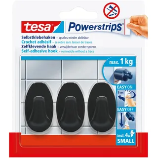 Tesa Garderobenhaken Small Oval Schwarz