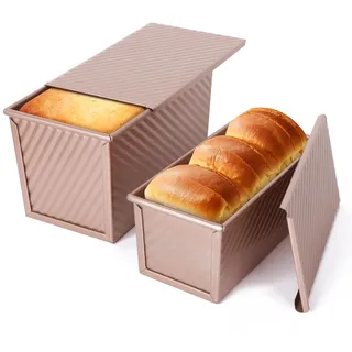 vinato Brotbackform Mit Deckel 2er Set 21 x 11,5 x 11 cm + 19 x 9,5 x 8 cm