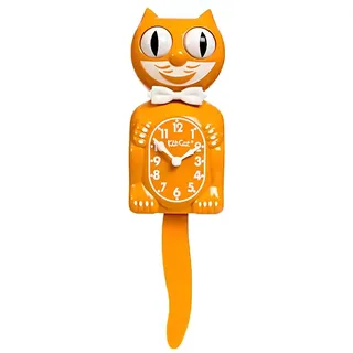 Kit-Cat Clock® Wanduhr, Limited Edition, Festival-Orange, ikonische Retro-Katzenuhr mit beweglichen Augen und Schwanz, batteriebetrieben, perfekt für Heimdekoration