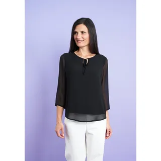 Chiffonbluse SEIDEL MODEN "Exklusiv bei OTTO", Damen, Gr. 44, schwarz, Web, Obermaterial: 100% Polyester. Obermaterial 2: 95% Viskose, 5% Elasthan, unifarben mit Farbeinsätzen, normal Po-bedeckend, Rundhals, gerader Abschluss, Blusen Chiffonbluse, in eleganter 2 in 1 Optik - MADE IN GERMANY