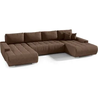 FEDVE Ecksofa Big Sofa Eckcouch mit Schlaffunktion Dhaka U, Form Couch Sofagarnitur - Braun