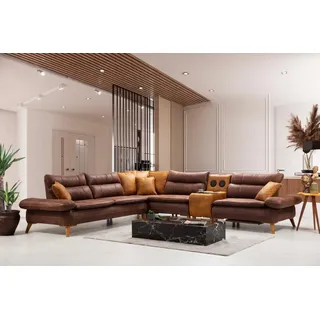 Multifunktion Couch Wohnlandschaft Elektrische Sofa Möbel Sound Leder Braun - Braun