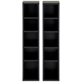 CARO-Möbel Cd/Dvd- Regal Chart , Schwarz , Holzwerkstoff , Mode , 20x186x17 cm , Wohnzimmer, TV Möbel, CD-Regale