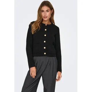 Strickjacke JDY "JDYKIM L/S ON BUTTON CARDIGAN KNT NOOS", Damen, Gr. L, schwarz, Strick, Obermaterial: 100% Polyacryl, unifarben, kurz, Rundhals, gerader Abschluss, Strickjacken Strickjacke