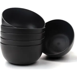 Bugucat Müslischalen Set 6er, 1400ML, Schwarz, Kunststoff, Suppe, Müsli, Salat, Ramen, Schnell und sicher - Schwarz