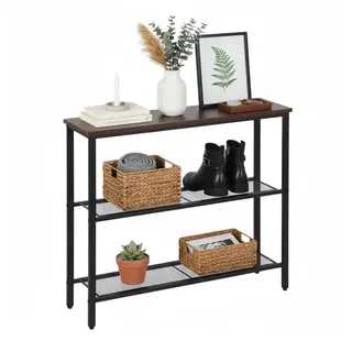 Relaxdays Konsolentisch 80x75x23 cm braun/schwarz